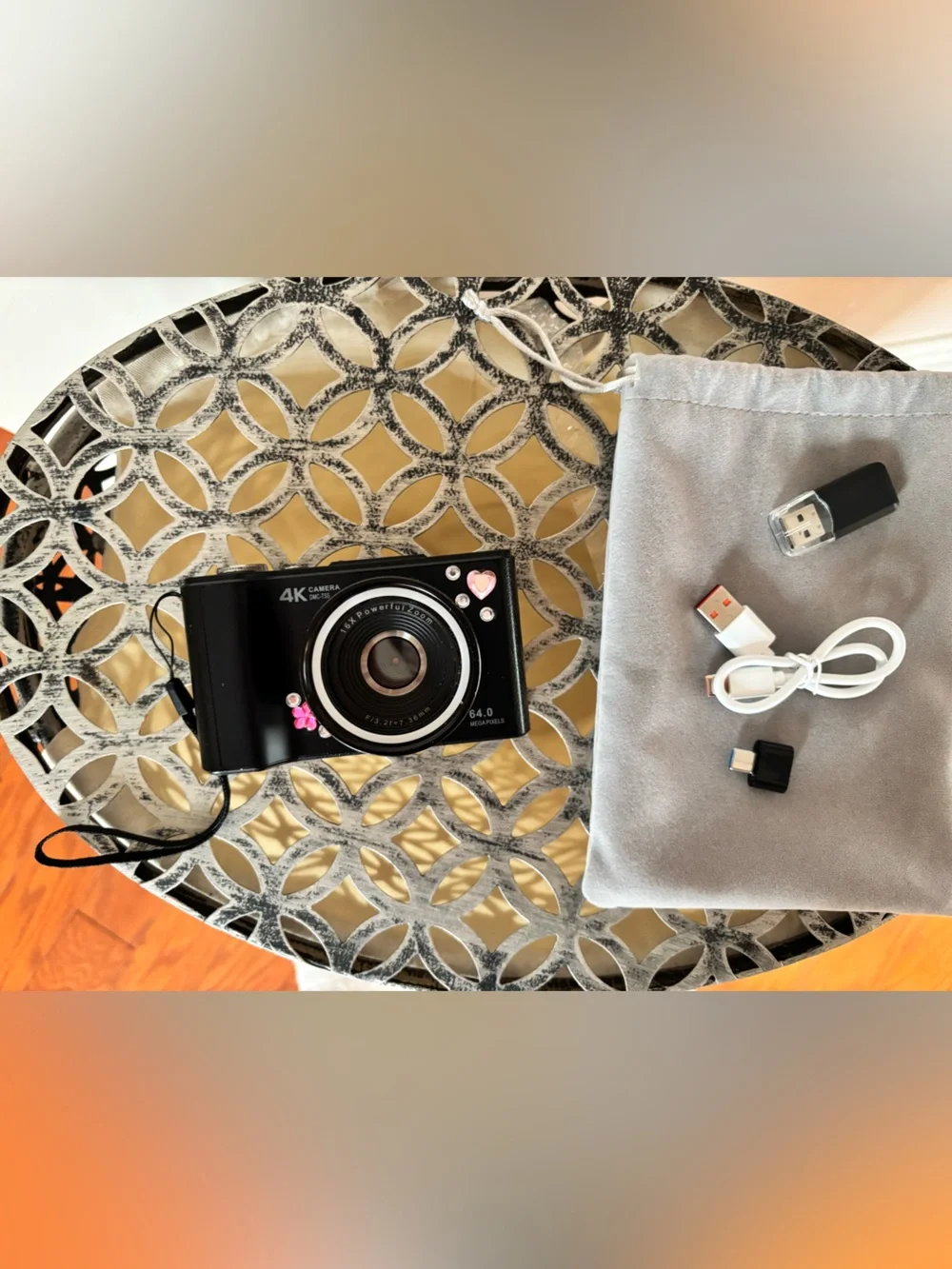 Black 4K Digital Camera with Accessories - Compact Travel Camera